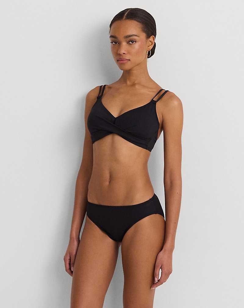 Arriba De Bikini Ralph Lauren Twist-Front Mujer Negros | VRKLWAJ-92 - vista 1