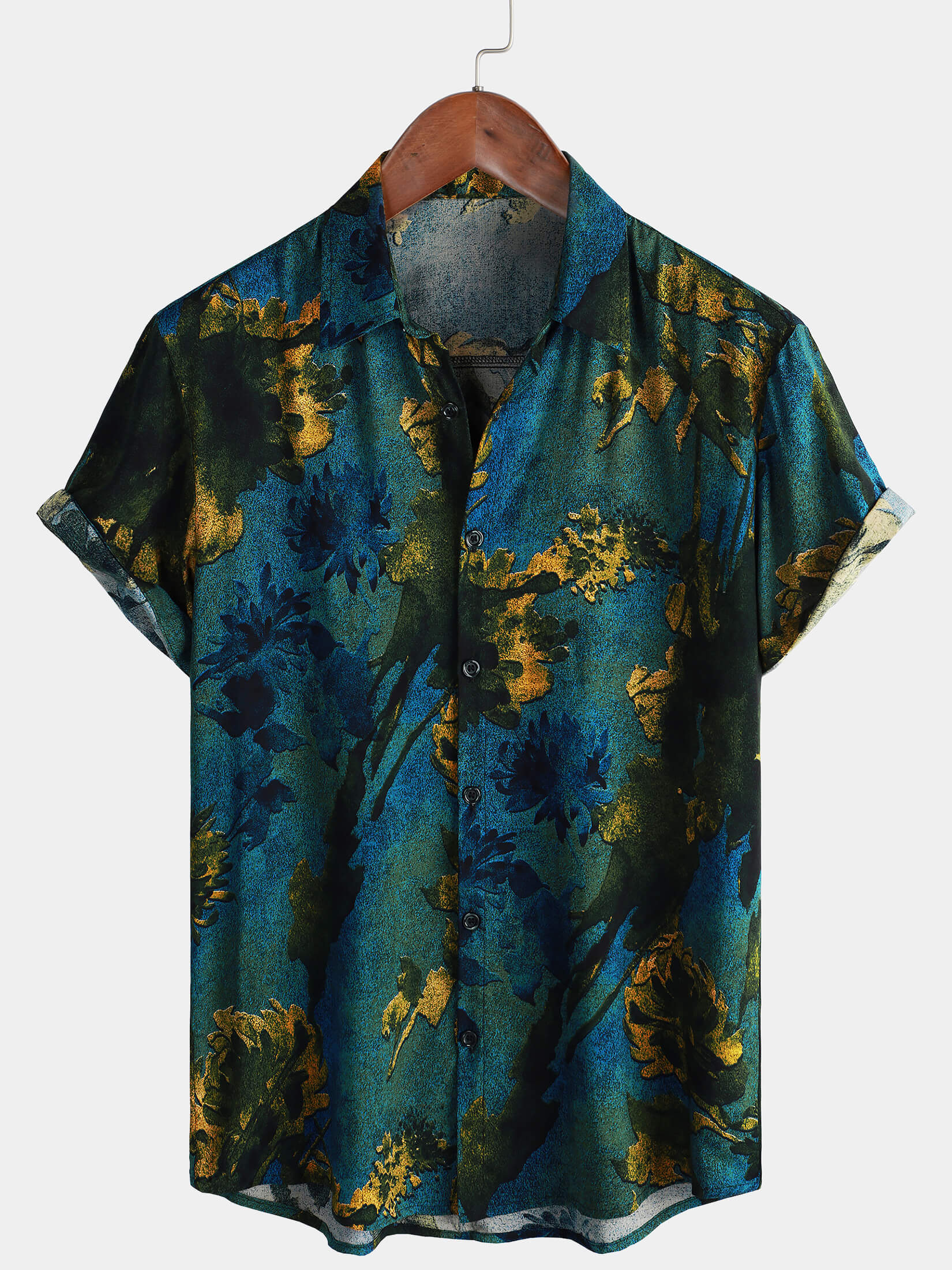 Camisa Summer vintage Holiday transpirable Button Up Hawaiian de manga corta para hombre