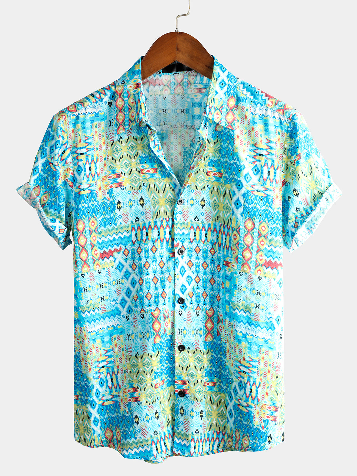 Camisa Boho de manga corta Hawaiian para hombre