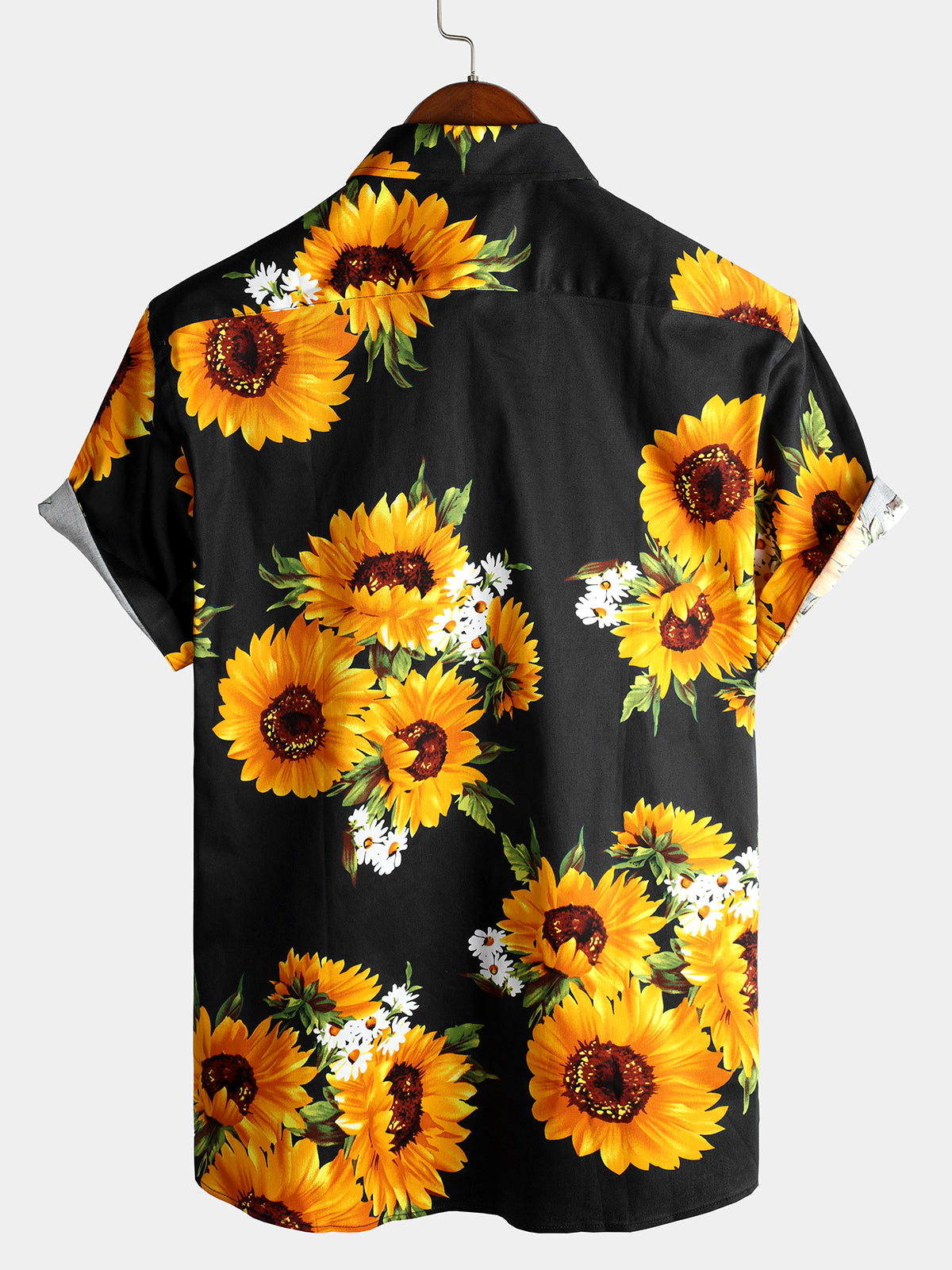 Camisa vintage Sunflower Pocket de manga corta para hombre