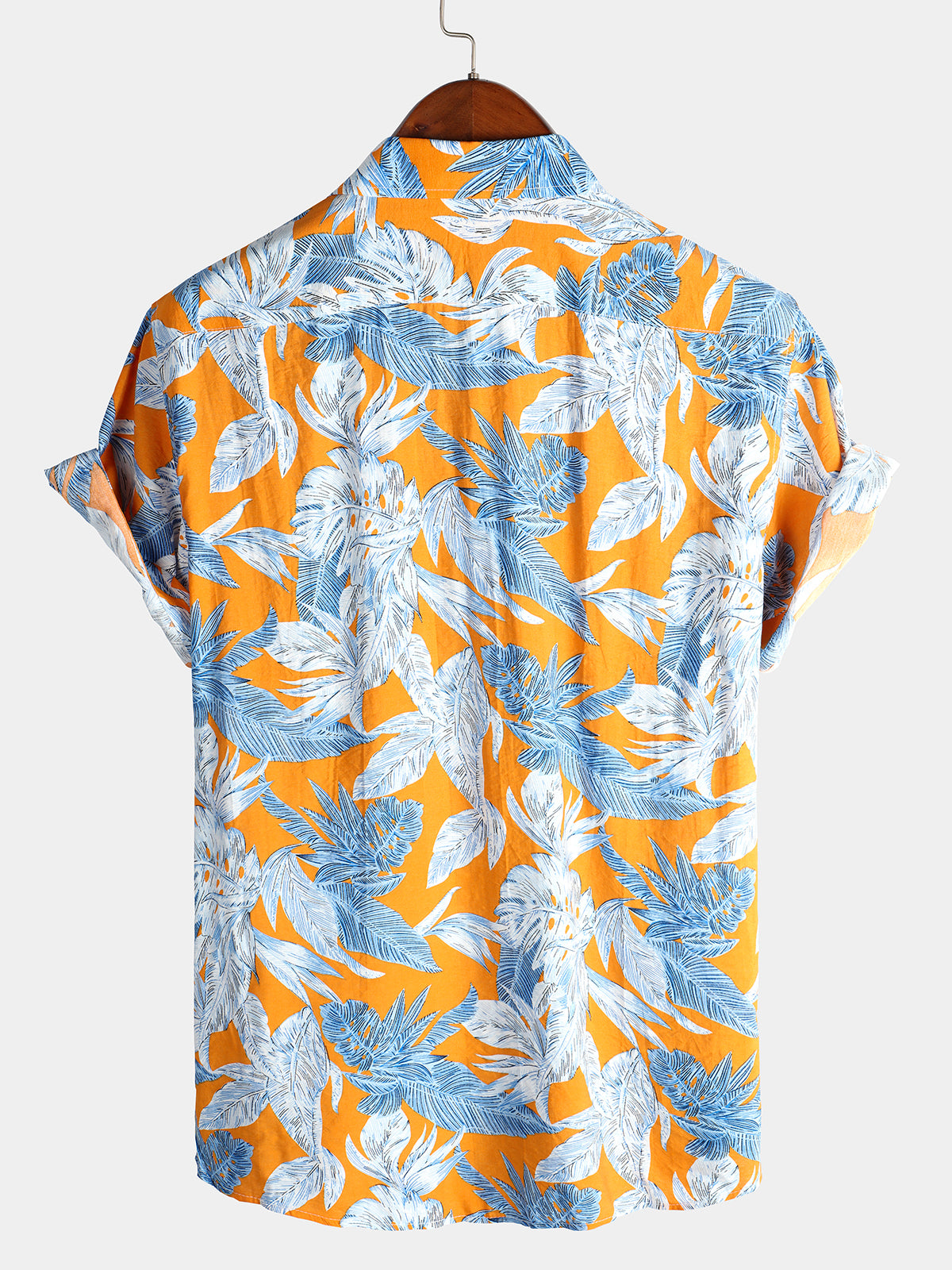 Camisa Tropical Leaf estampado Pocket de manga corta para hombre