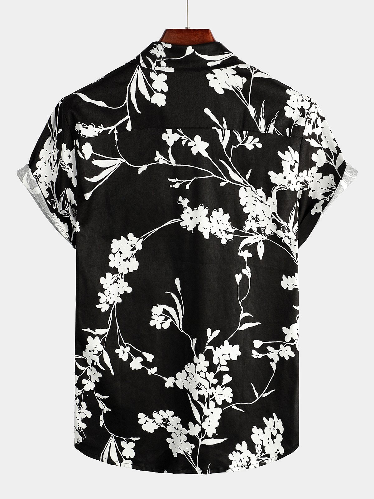 Camisa Black transpirable de algodón casual de manga corta para hombre