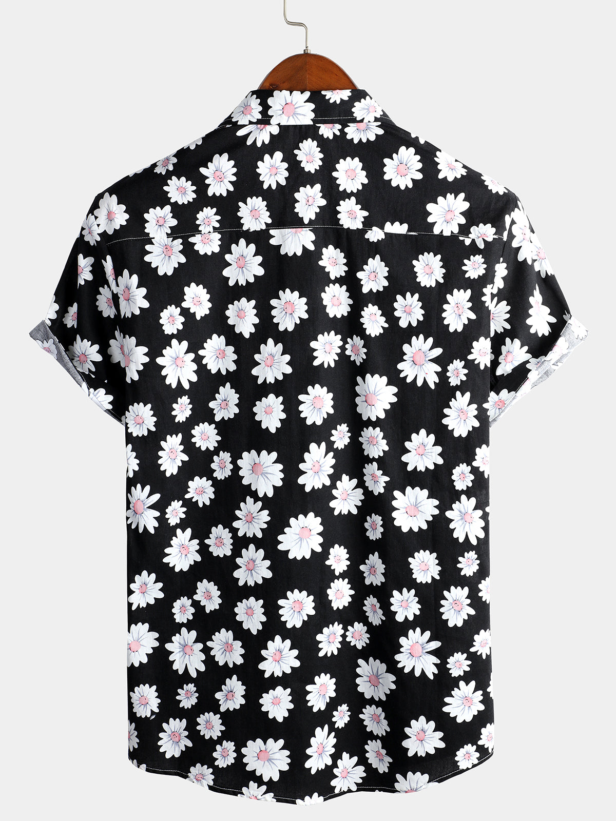 Camisa Black Daisy Hawaiian de manga corta para hombre