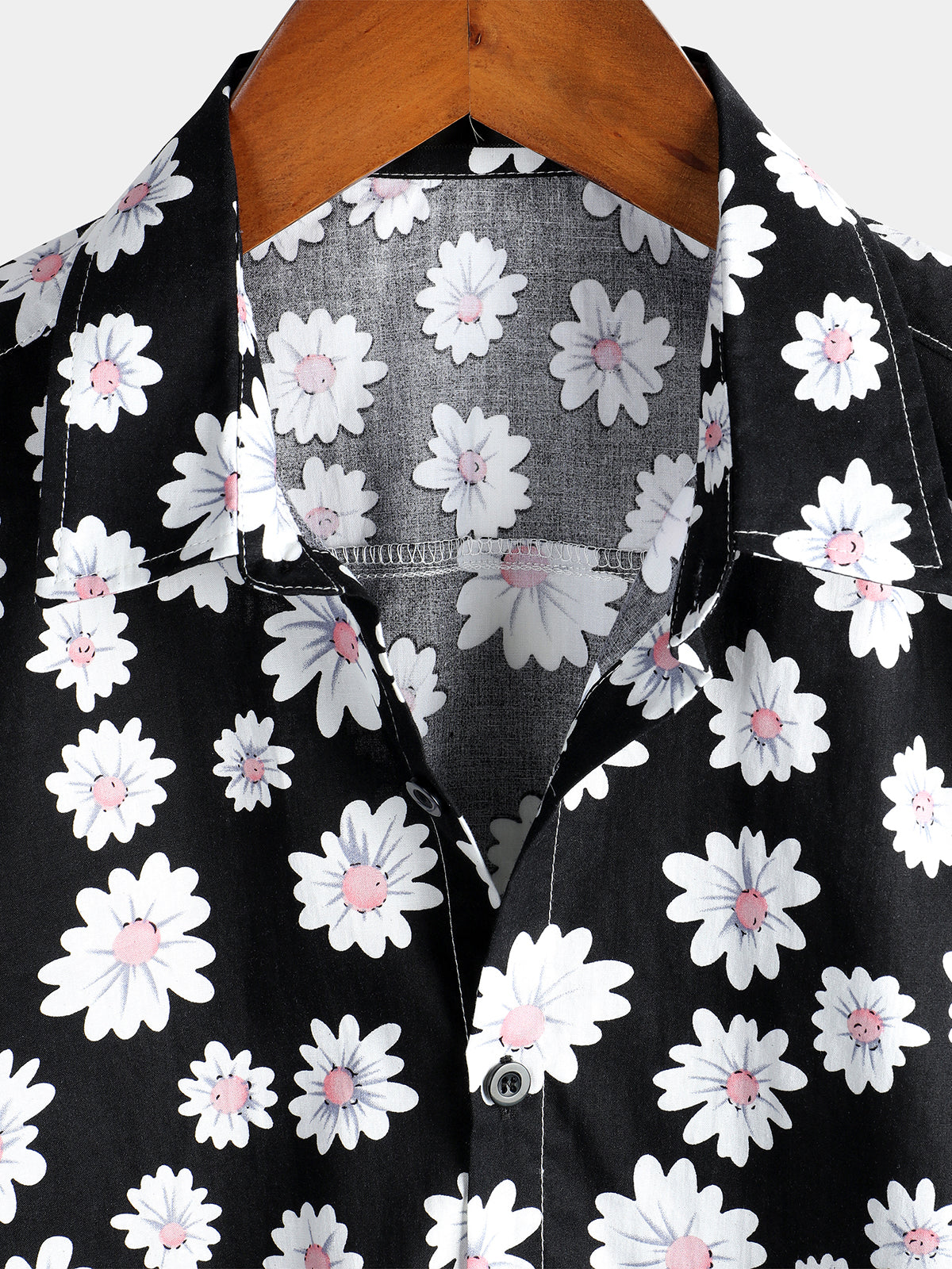Camisa Black Daisy Hawaiian de manga corta para hombre