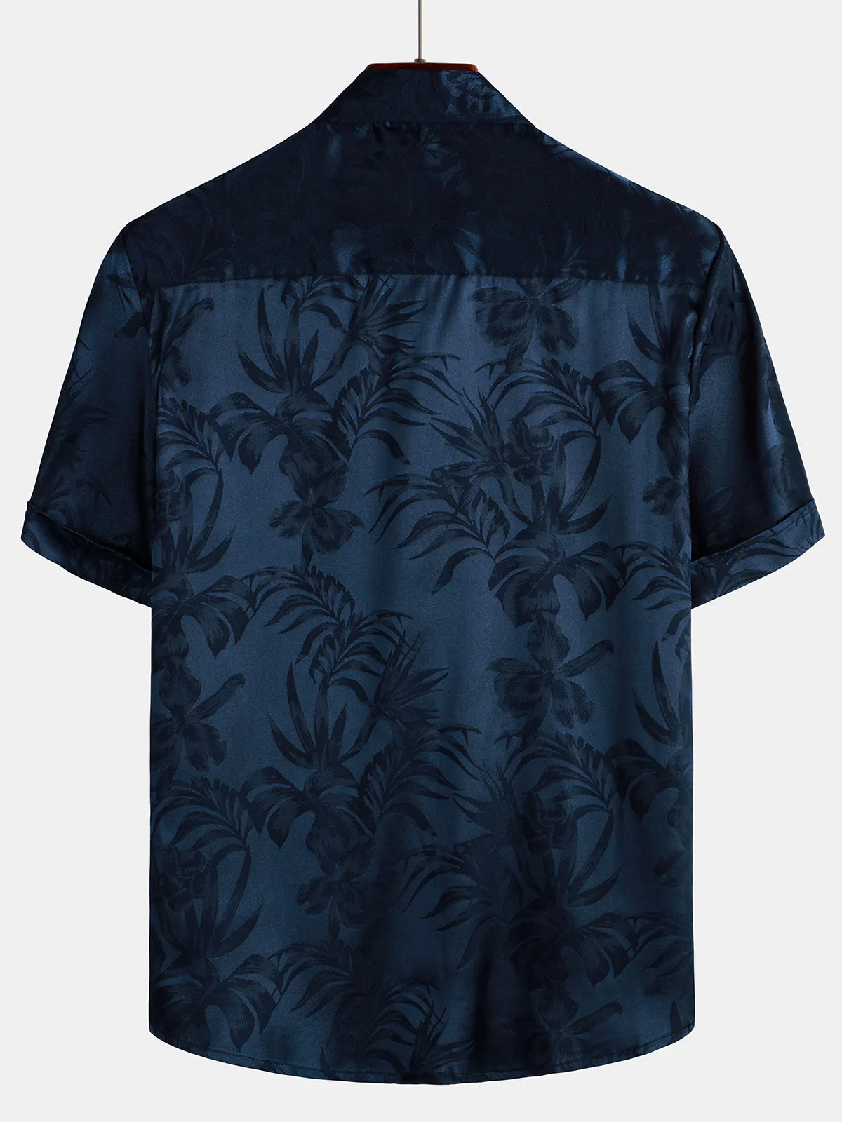 Camisa Jacquard Flowers Button Up Pocket floral Summer Cool de manga corta Tops Beach Vacation para hombre