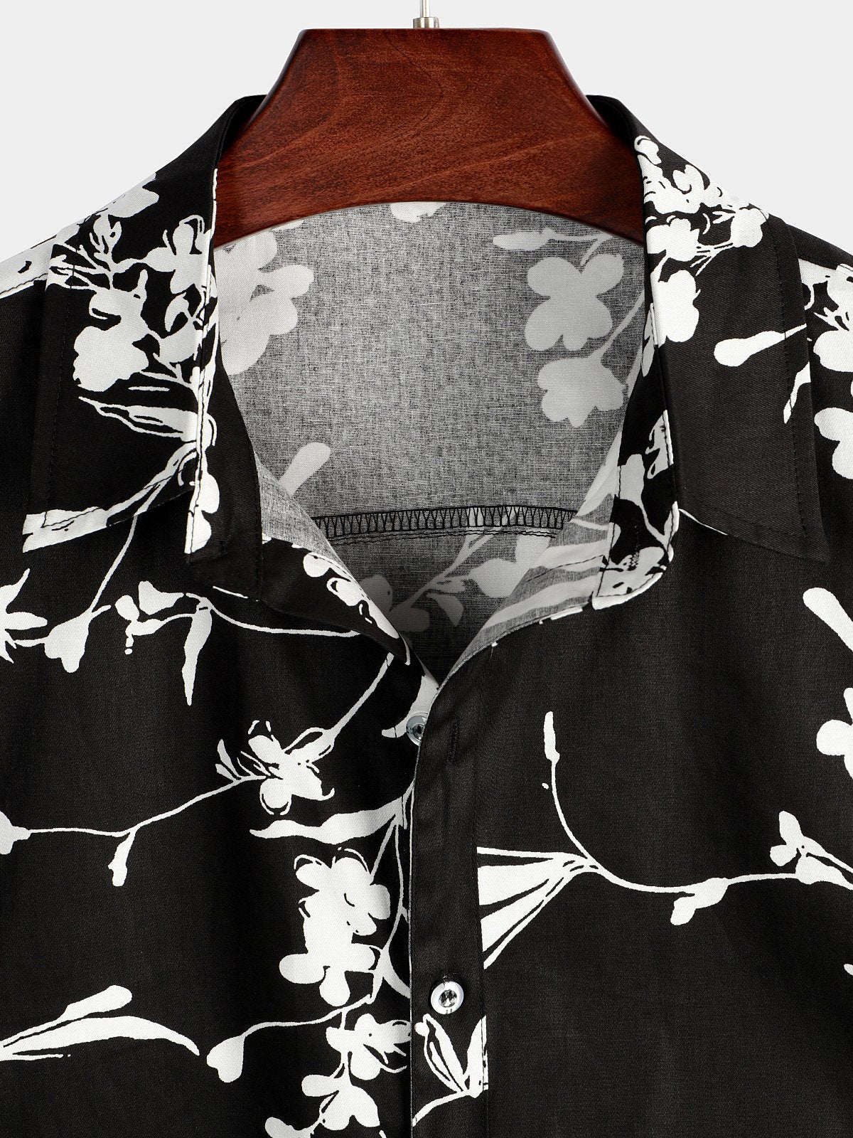 Camisa Black transpirable de algodón casual de manga corta para hombre
