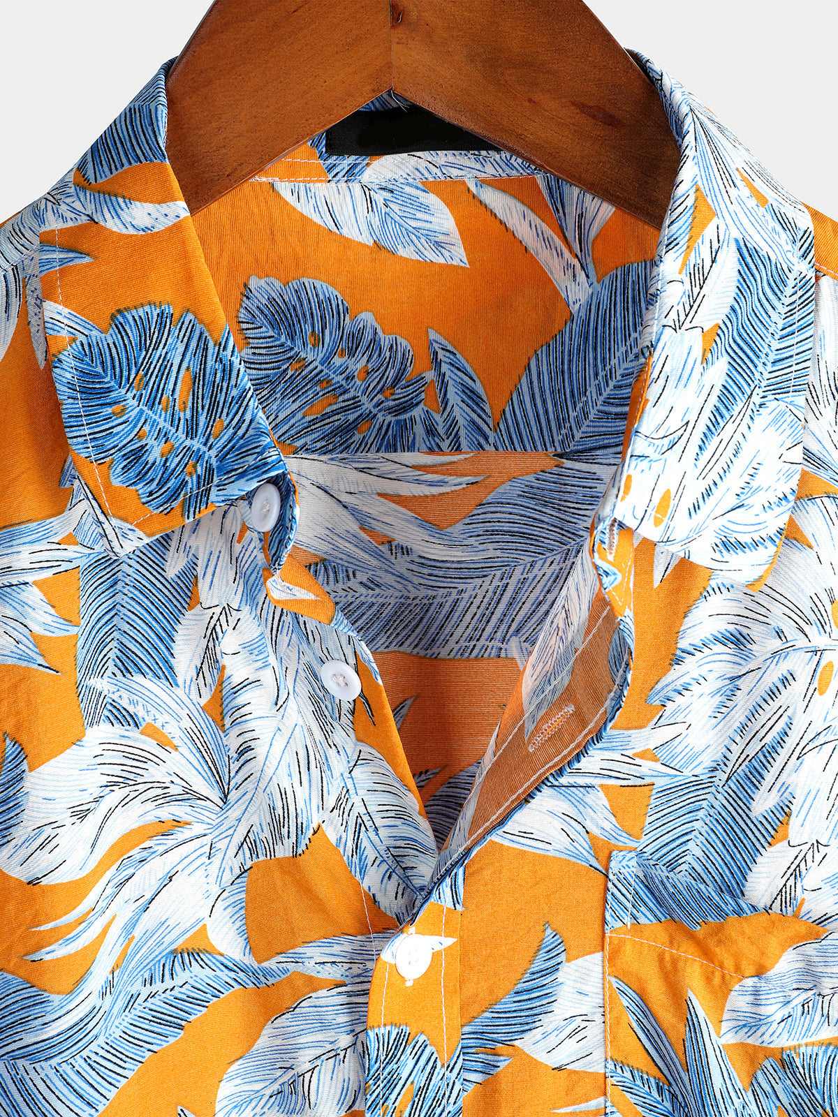 Camisa Tropical Leaves estampado Pocket de manga corta para hombre