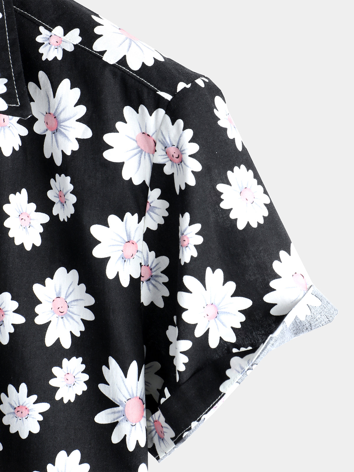 Camisa Black Daisy Hawaiian de manga corta para hombre