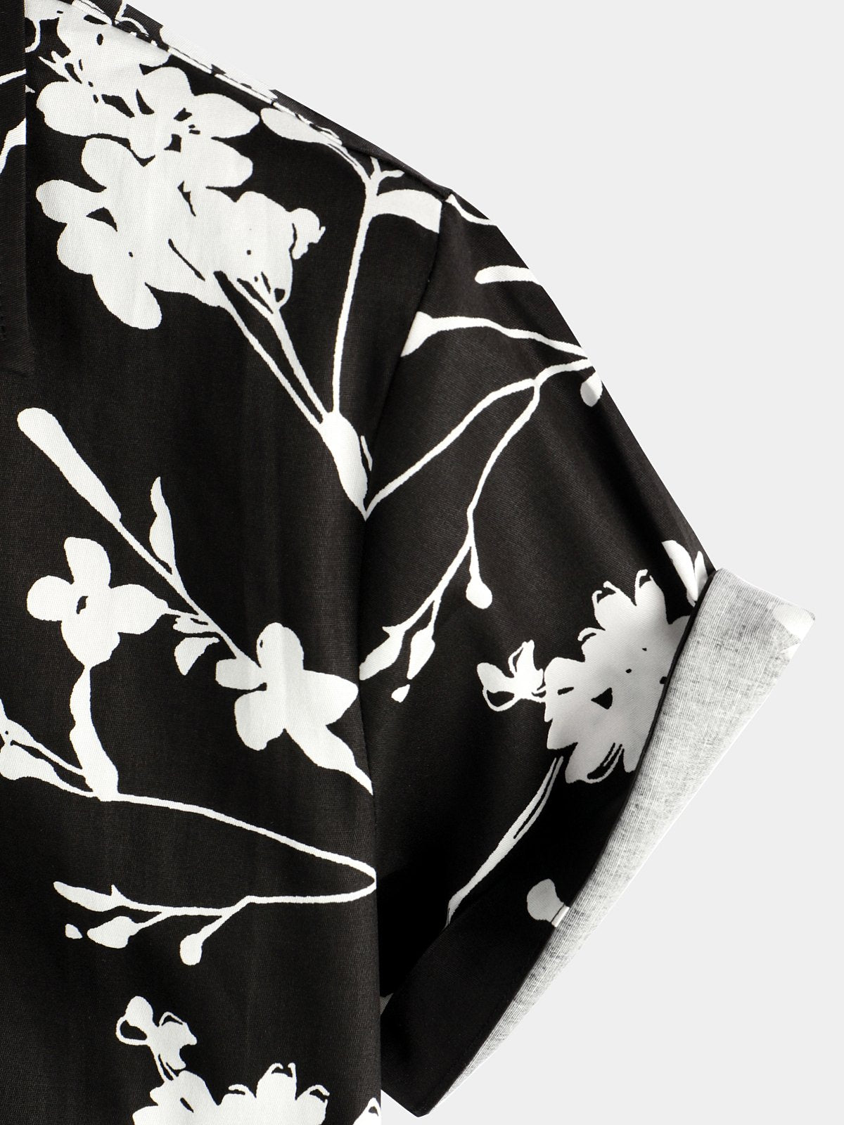 Camisa Black transpirable de algodón casual de manga corta para hombre