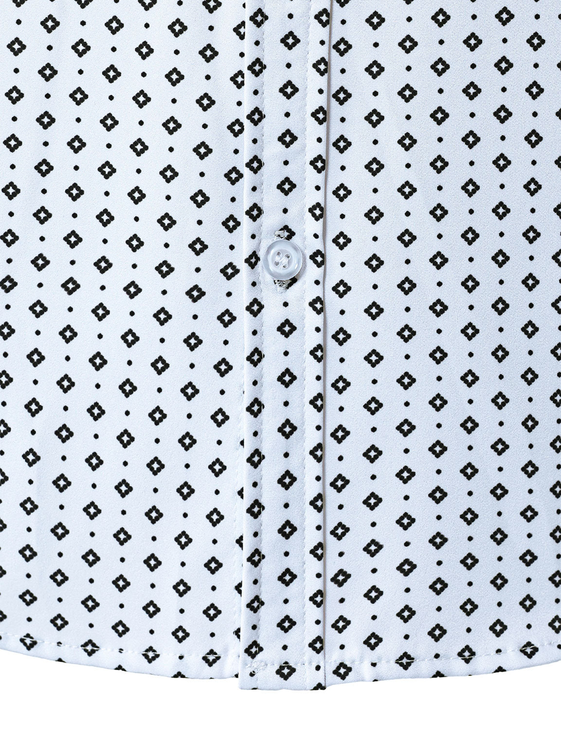 Camisa White retro Geometric estampado de manga larga para hombre