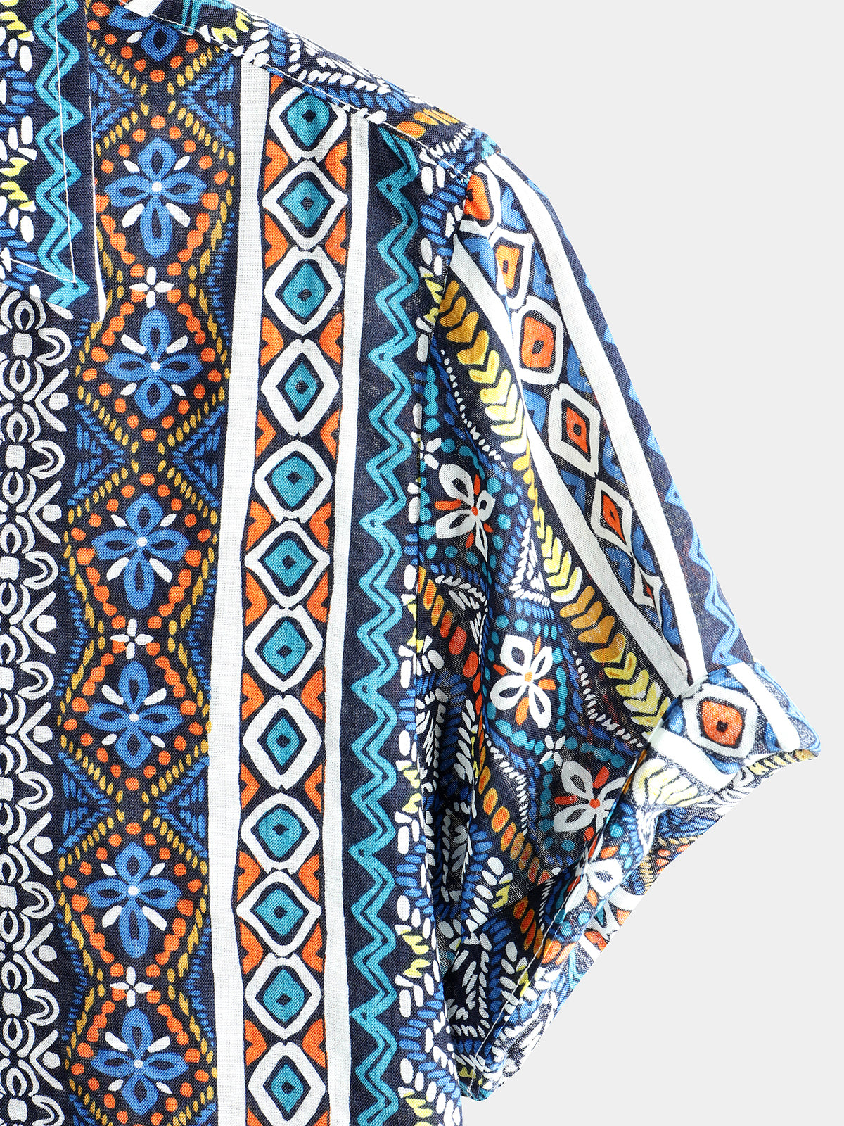 Camisa Boho de manga corta retro para hombre