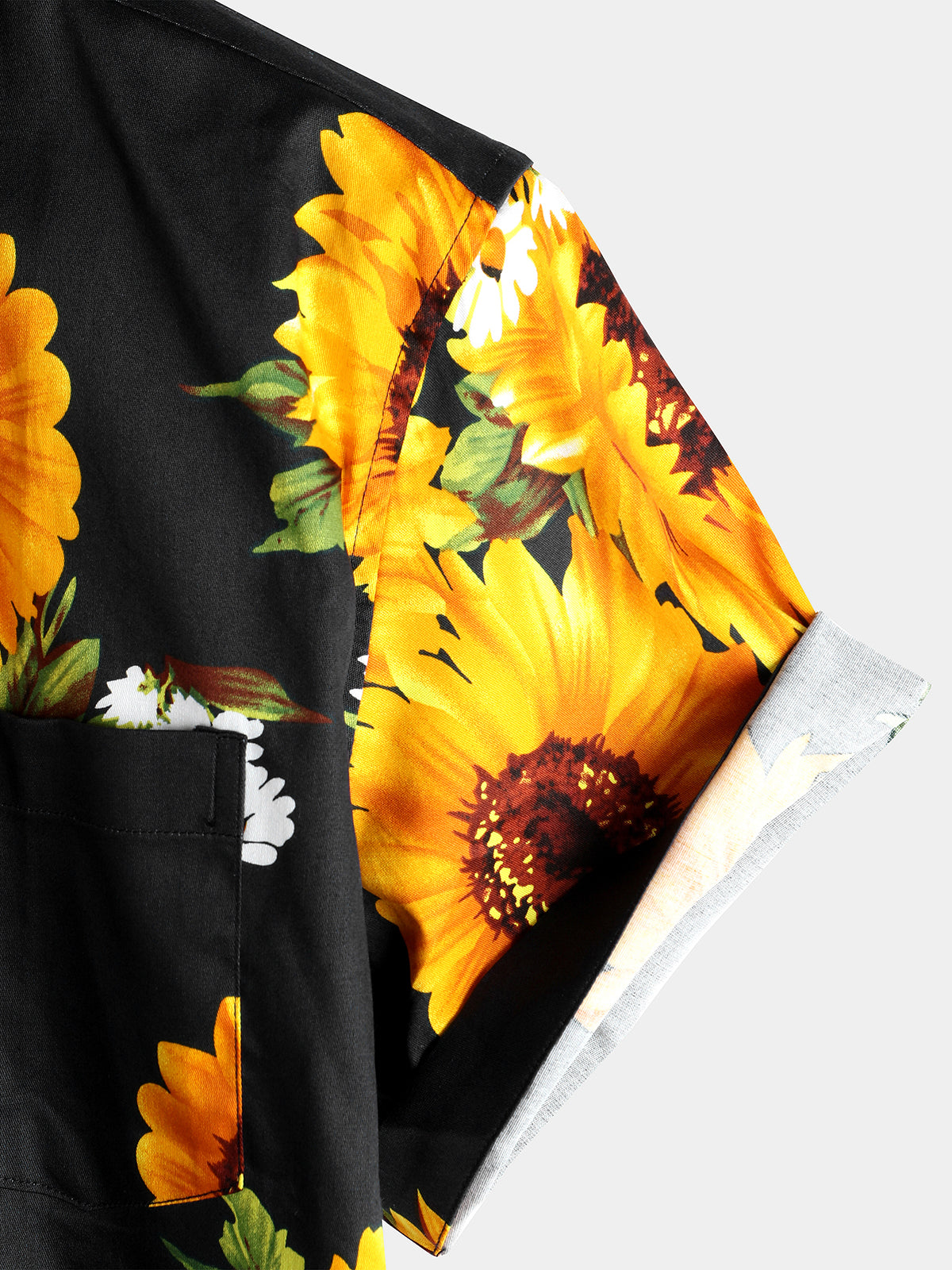 Camisa vintage Sunflower Pocket de manga corta para hombre