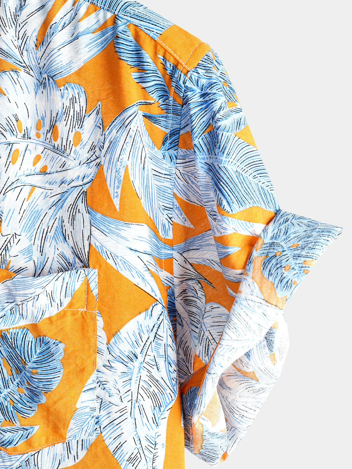 Camisa Tropical Leaves estampado Pocket de manga corta para hombre