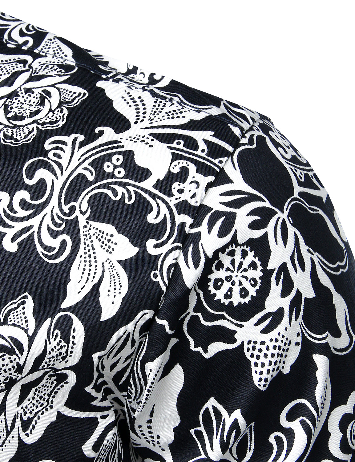 Camisa floral de algodón casual con botones de manga larga para hombre