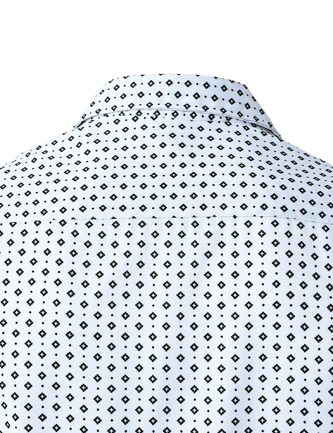 Camisa White retro Geometric estampado de manga larga para hombre