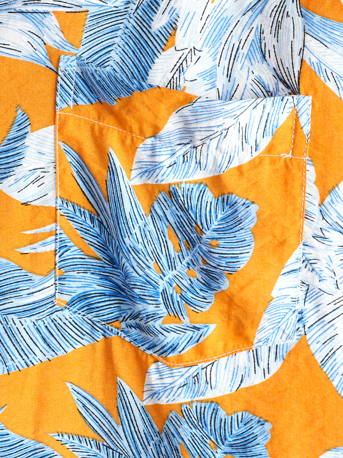 Camisa Tropical Leaves estampado Pocket de manga corta para hombre
