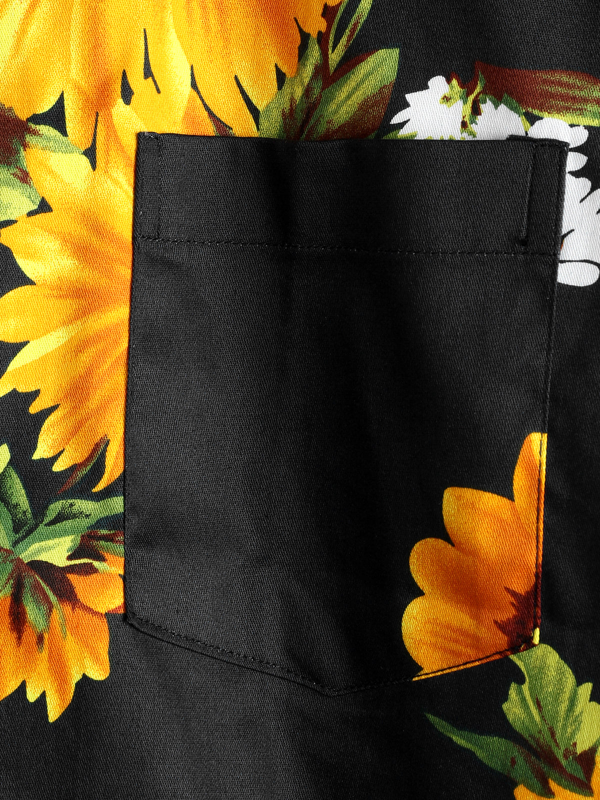 Camisa vintage Sunflower Pocket de manga corta para hombre