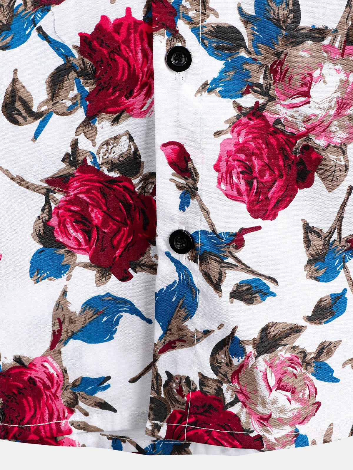 Camisa Rose estampado Holiday de algodón de manga corta para hombre