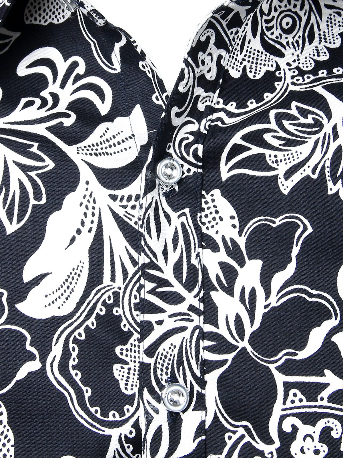 Camisa floral de algodón casual con botones de manga larga para hombre
