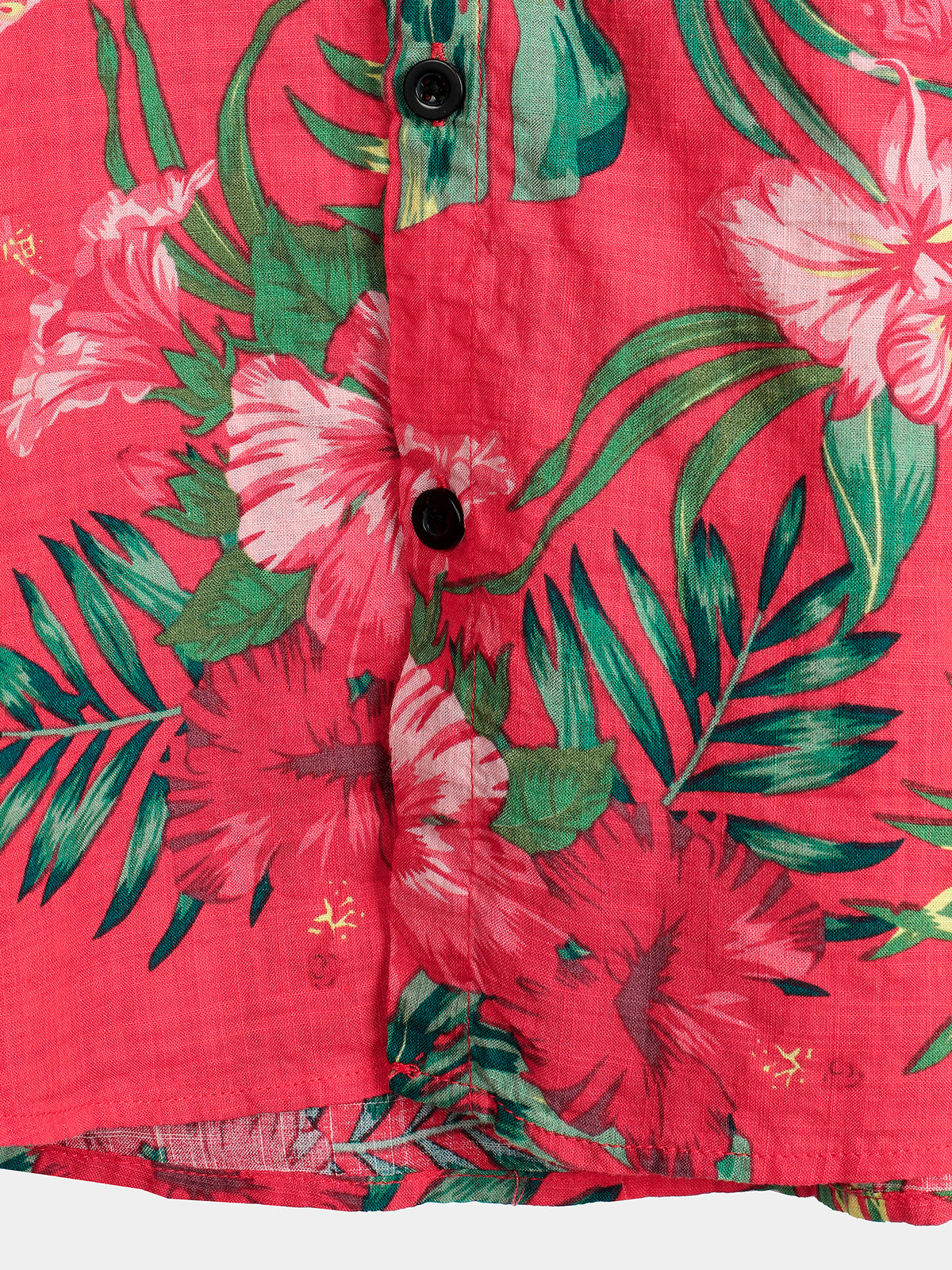 Camisa Red Flower Tropical Hawaiian de algodón de manga corta para hombre