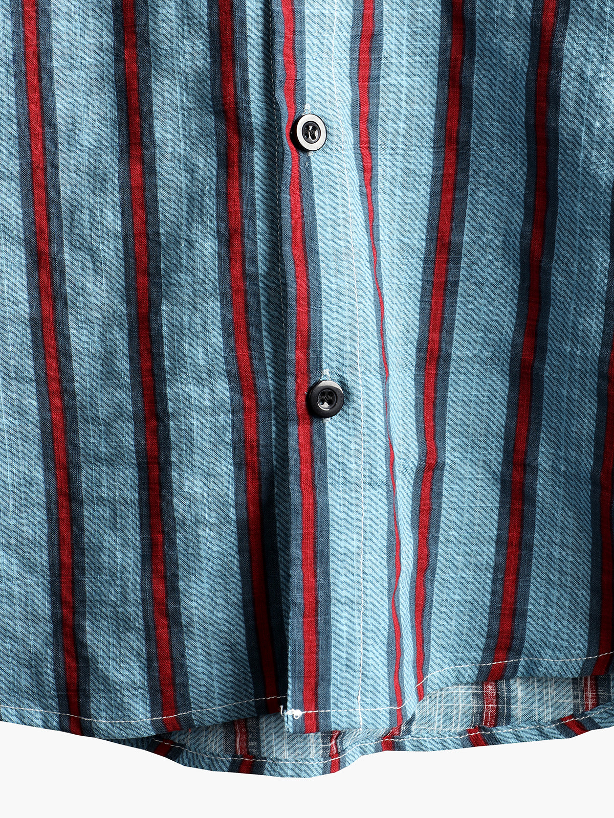 Camisa Blue a rayas casual de algodón de manga corta Button Up para hombre