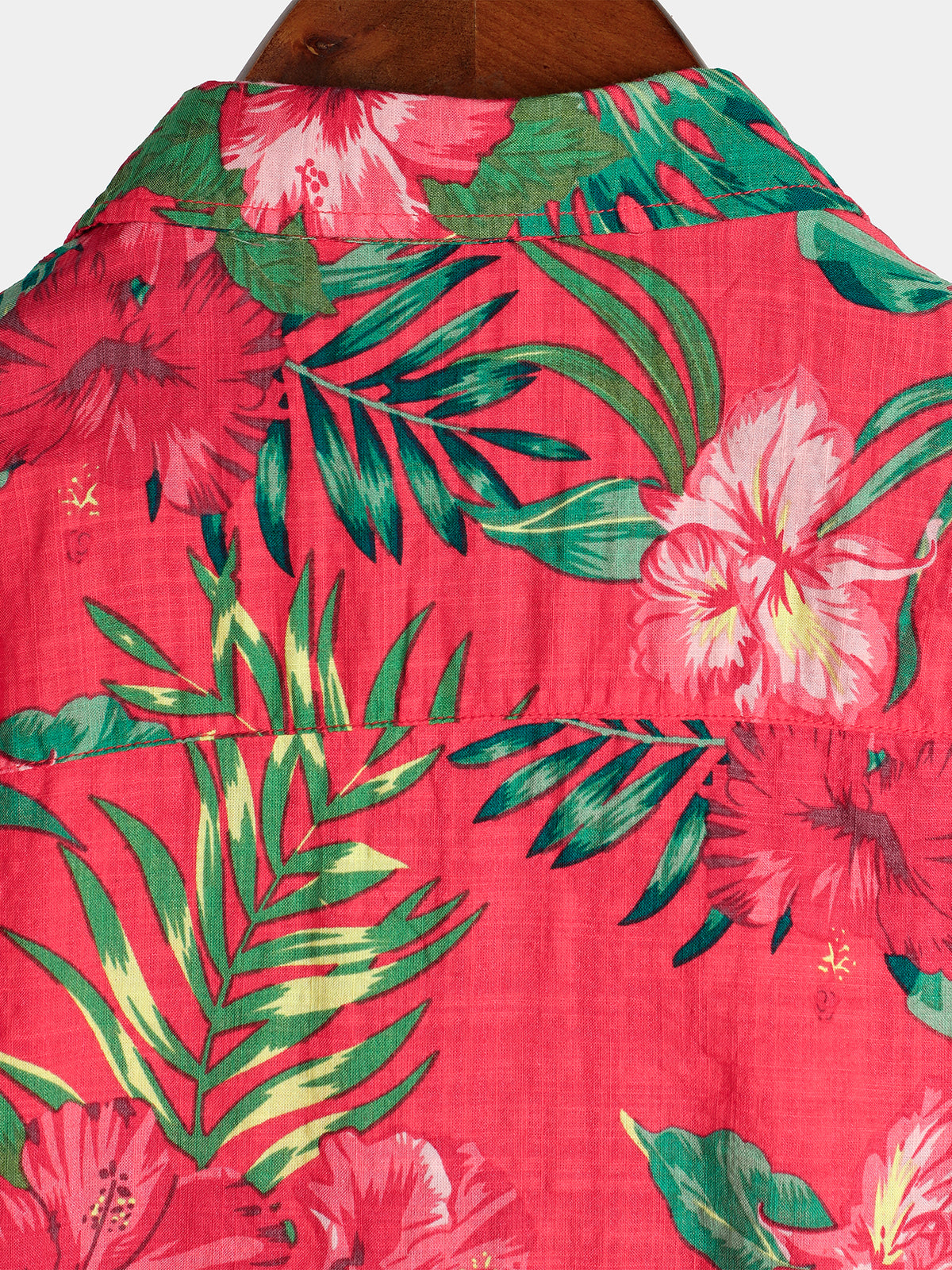 Camisa Red Flower Tropical Hawaiian de algodón de manga corta para hombre