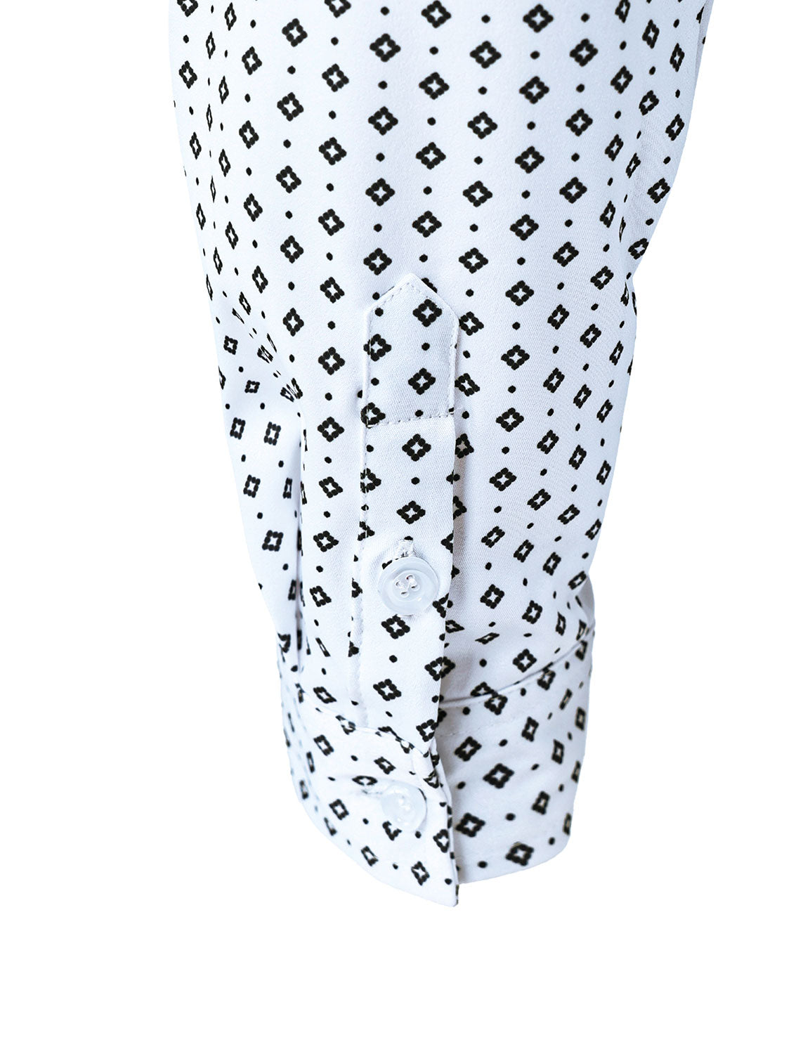 Camisa White retro Geometric estampado de manga larga para hombre