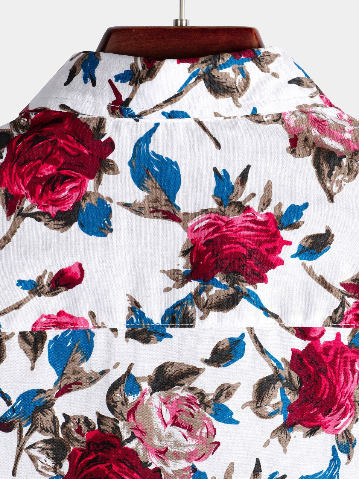 Camisa Rose estampado Holiday de algodón de manga corta para hombre
