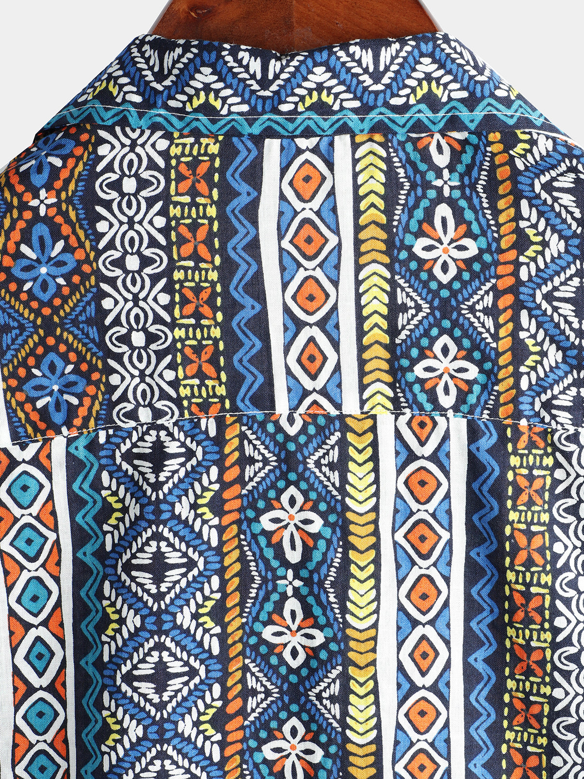 Camisa Boho de manga corta retro para hombre