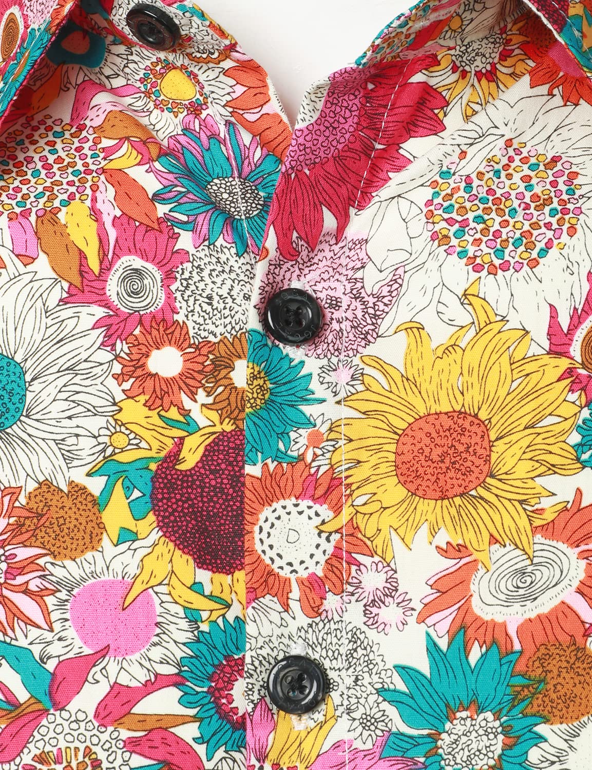 Camisa de vestir vintage floral estampado de algodón Flower Button Up 70s de manga larga para hombre