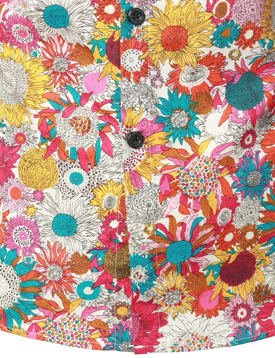 Camisa de vestir vintage floral estampado de algodón Flower Button Up 70s de manga larga para hombre