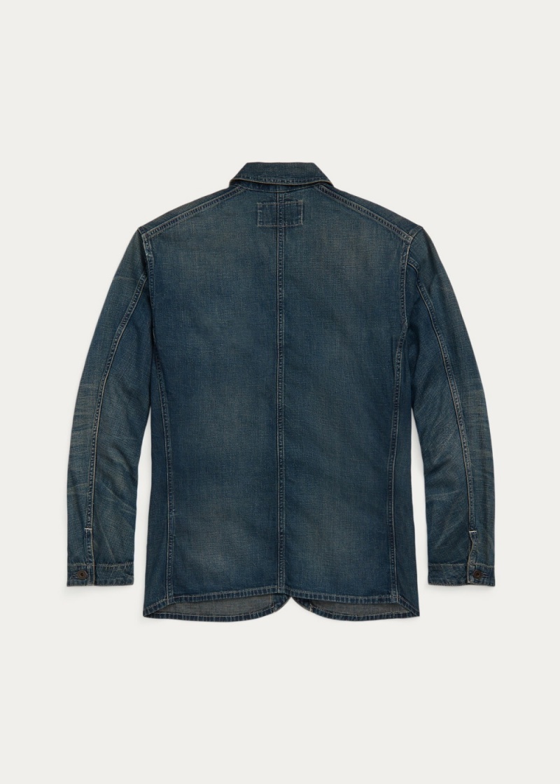 Blazers Algodon-Linen Denim Engineer Jackets Hombre Azules | HJSC86394 - vista 2