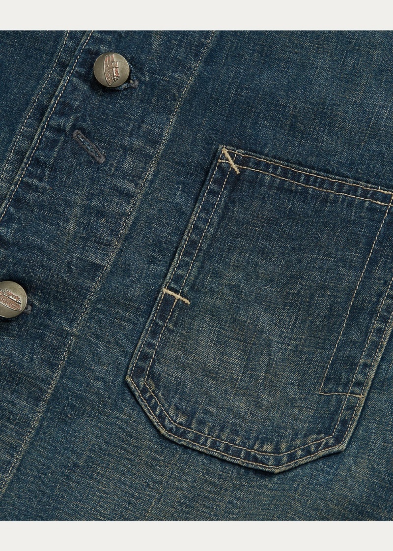 Blazers Algodon-Linen Denim Engineer Jackets Hombre Azules | HJSC86394 - vista 4