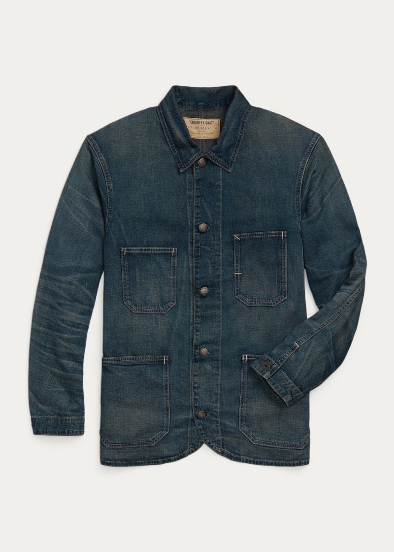 Blazers Algodon-Linen Denim Engineer Jackets Hombre Azules | HJSC86394 - vista 1