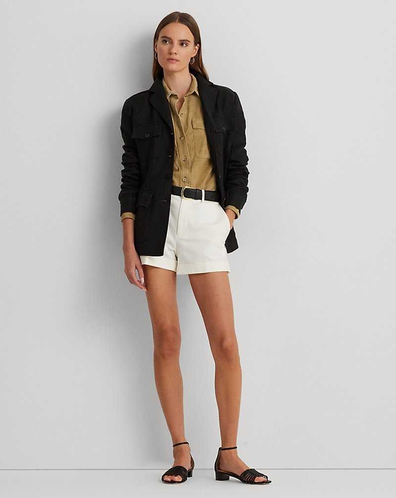 Blazers Ralph Lauren Belted Cotton-Linen Herringbone Mujer Negros | QDNFMAX-19 - vista 3
