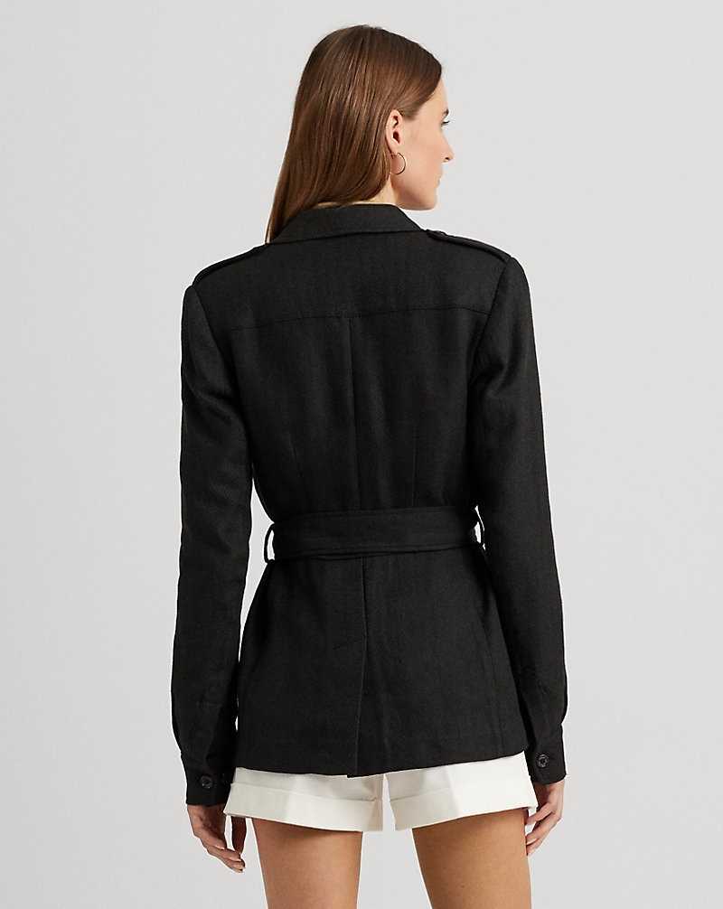 Blazers Ralph Lauren Belted Cotton-Linen Herringbone Mujer Negros | QDNFMAX-19 - vista 4