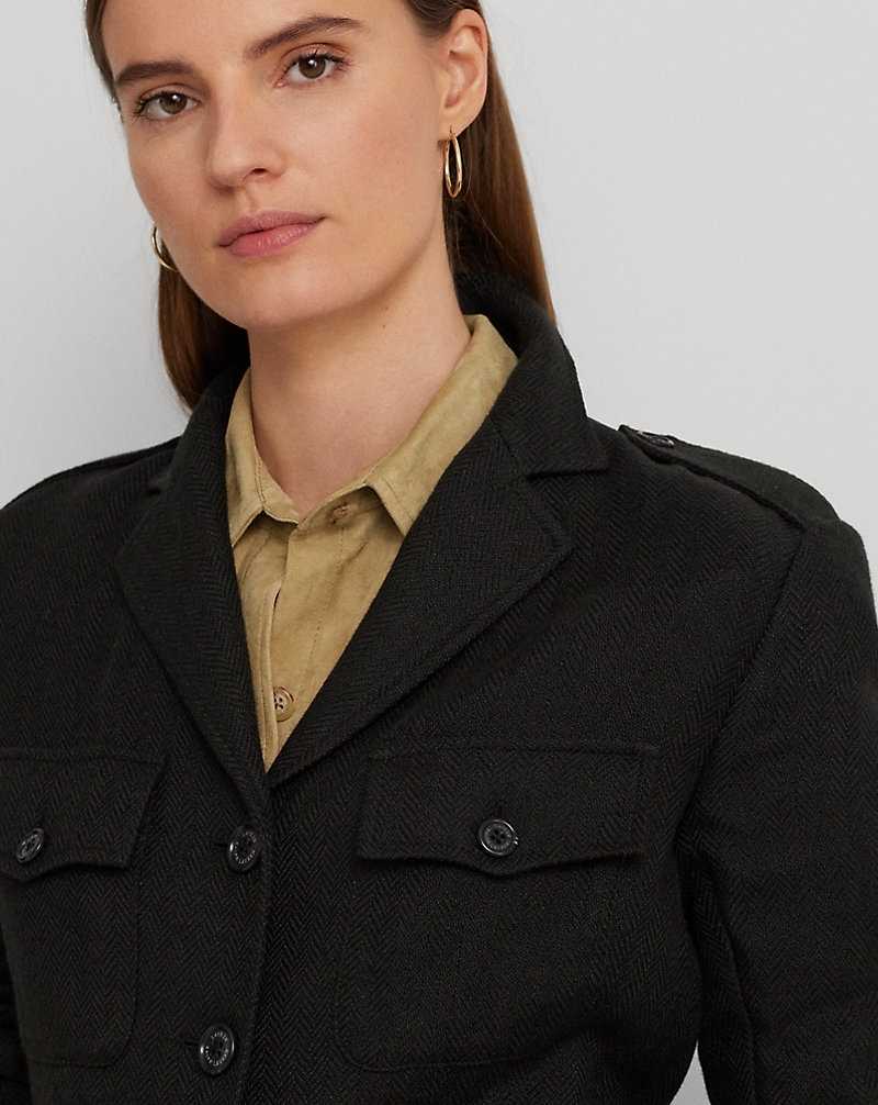 Blazers Ralph Lauren Belted Cotton-Linen Herringbone Mujer Negros | QDNFMAX-19 - vista 5