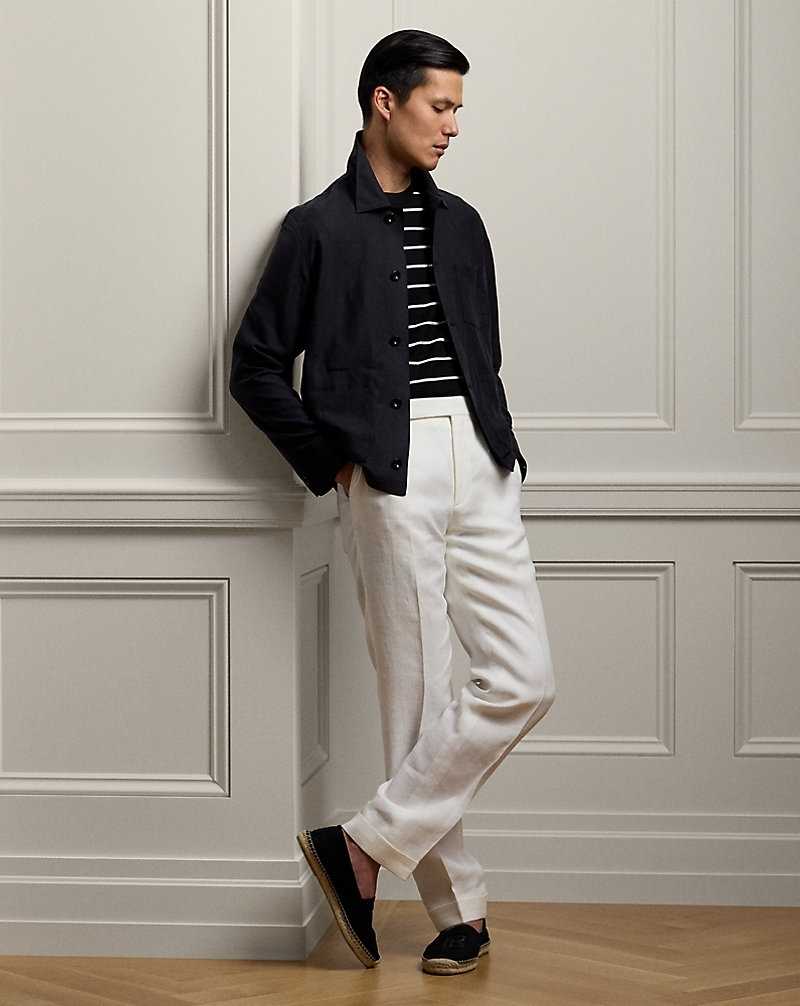 Blazers Ralph Lauren Burnham Hand-Tailored Silk-Linen Hombre Negros | ETVYWNX-02 - vista 3