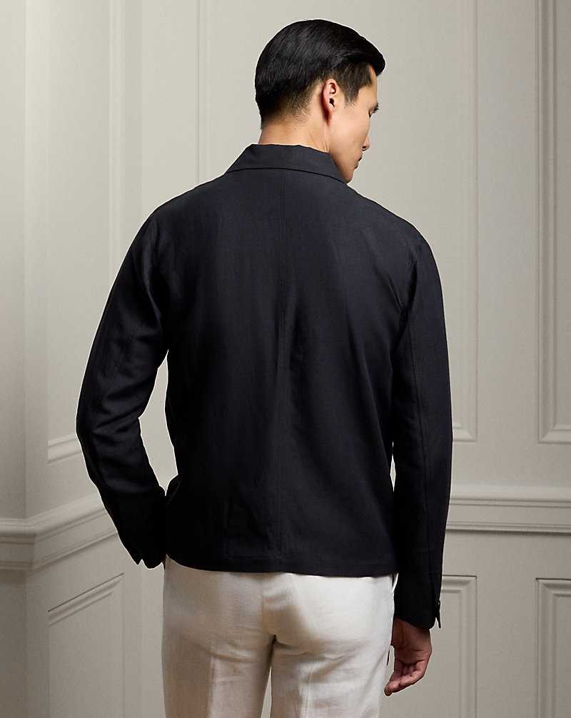 Blazers Ralph Lauren Burnham Hand-Tailored Silk-Linen Hombre Negros | ETVYWNX-02 - vista 4
