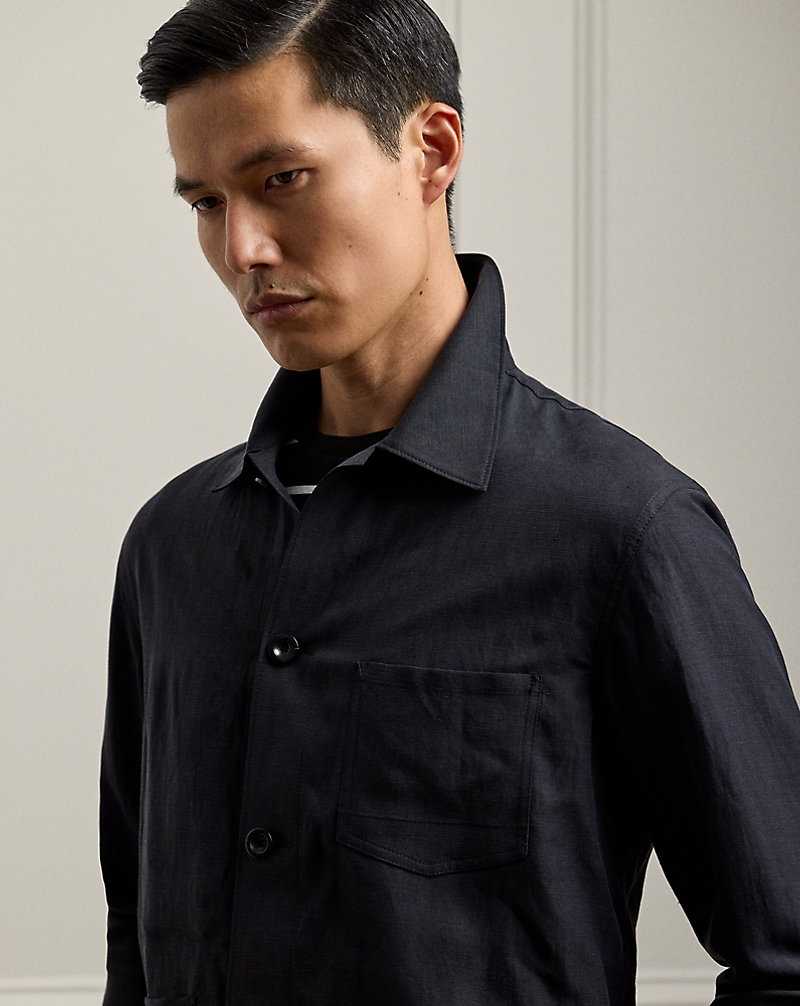 Blazers Ralph Lauren Burnham Hand-Tailored Silk-Linen Hombre Negros | ETVYWNX-02 - vista 5