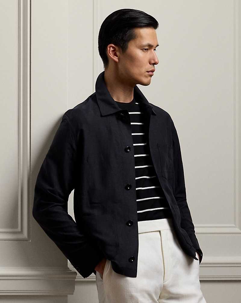 Blazers Ralph Lauren Burnham Hand-Tailored Silk-Linen Hombre Negros | ETVYWNX-02 - vista 1