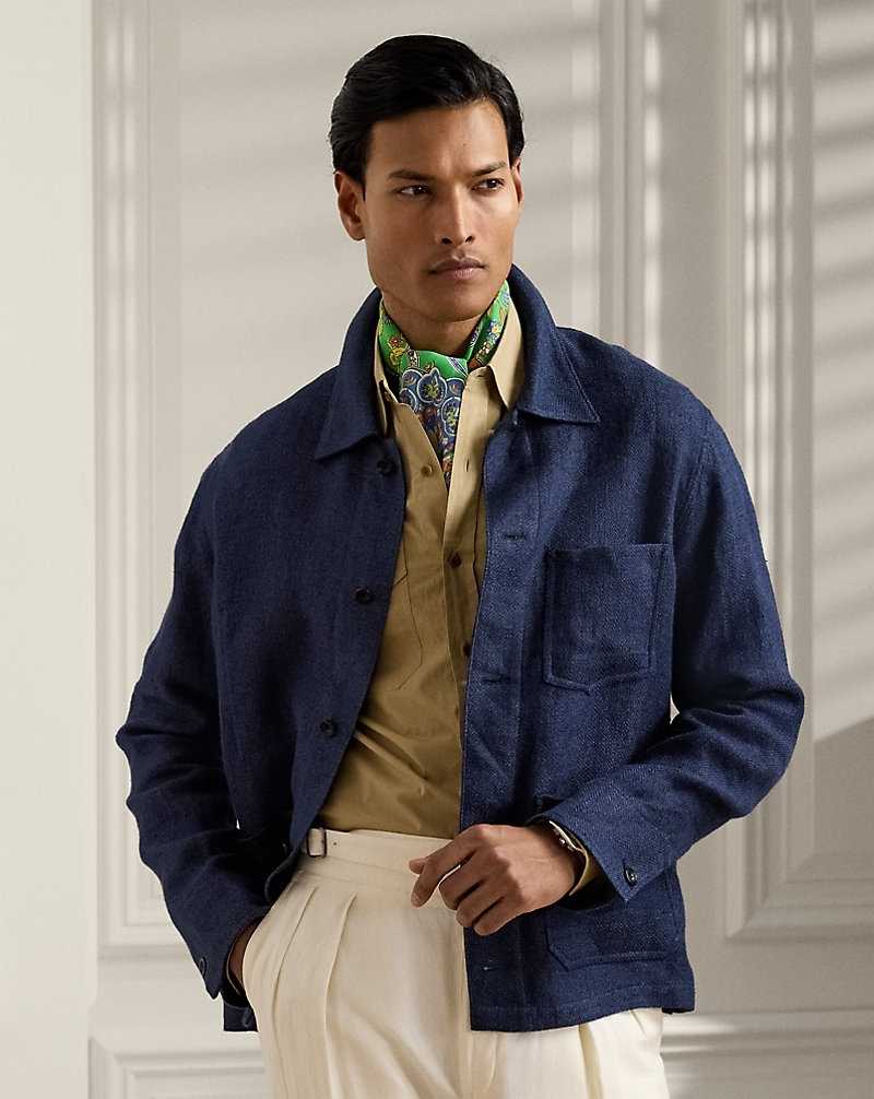 Blazers Ralph Lauren Burnham Hand-Tailored Linen-Silk Hombre Azul Marino | CVDPOBM-31 - vista 1