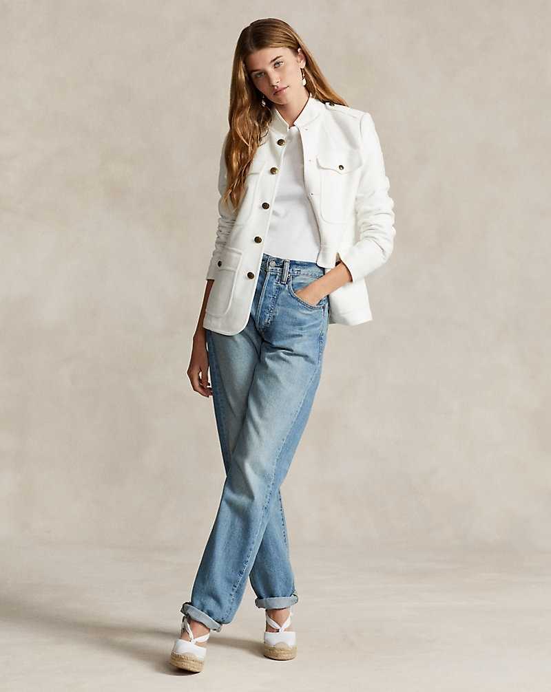 Blazers Ralph Lauren Buttoned Jacquard Mujer Blancos | KJNECVI-17 - vista 3