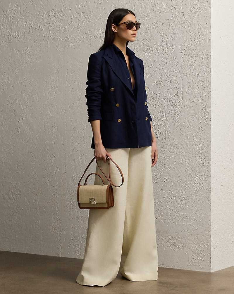 Blazers Ralph Lauren Camden Linen Mujer Azul Marino | FJXONDP-54 - vista 3