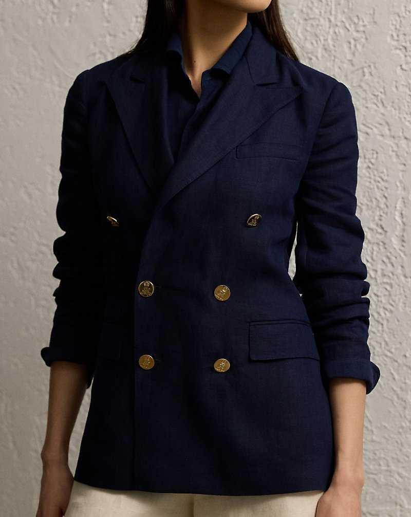 Blazers Ralph Lauren Camden Linen Mujer Azul Marino | FJXONDP-54 - vista 5