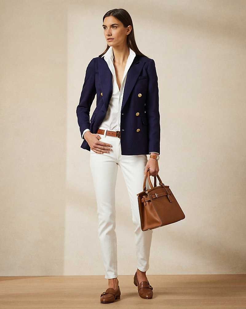 Blazers Ralph Lauren Camden Wool Crepe Mujer Azul Marino | DJYTGAW-64 - vista 3
