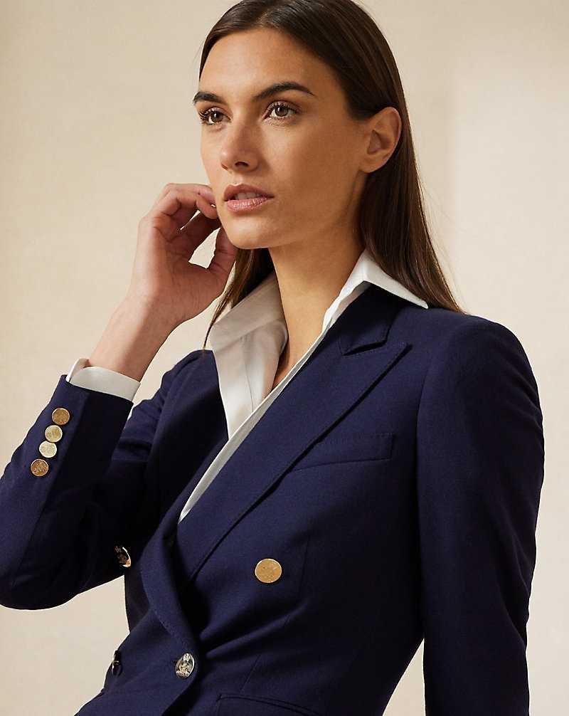 Blazers Ralph Lauren Camden Wool Crepe Mujer Azul Marino | DJYTGAW-64 - vista 5