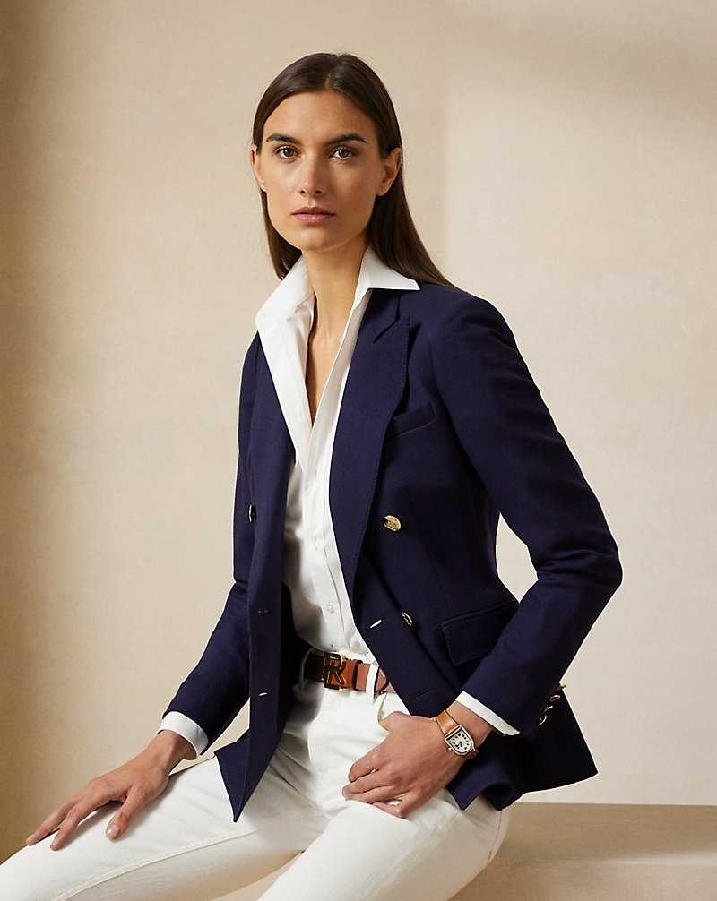 Blazers Ralph Lauren Camden Wool Crepe Mujer Azul Marino | DJYTGAW-64 - vista 1