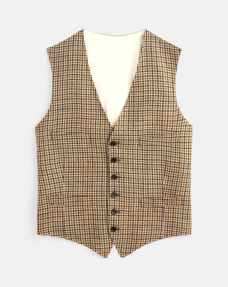 Blazers Ralph Lauren Checked Linen-Silk Waistcoat Hombre Tan/Brown Multi | WAOFDZC-50 - vista 2