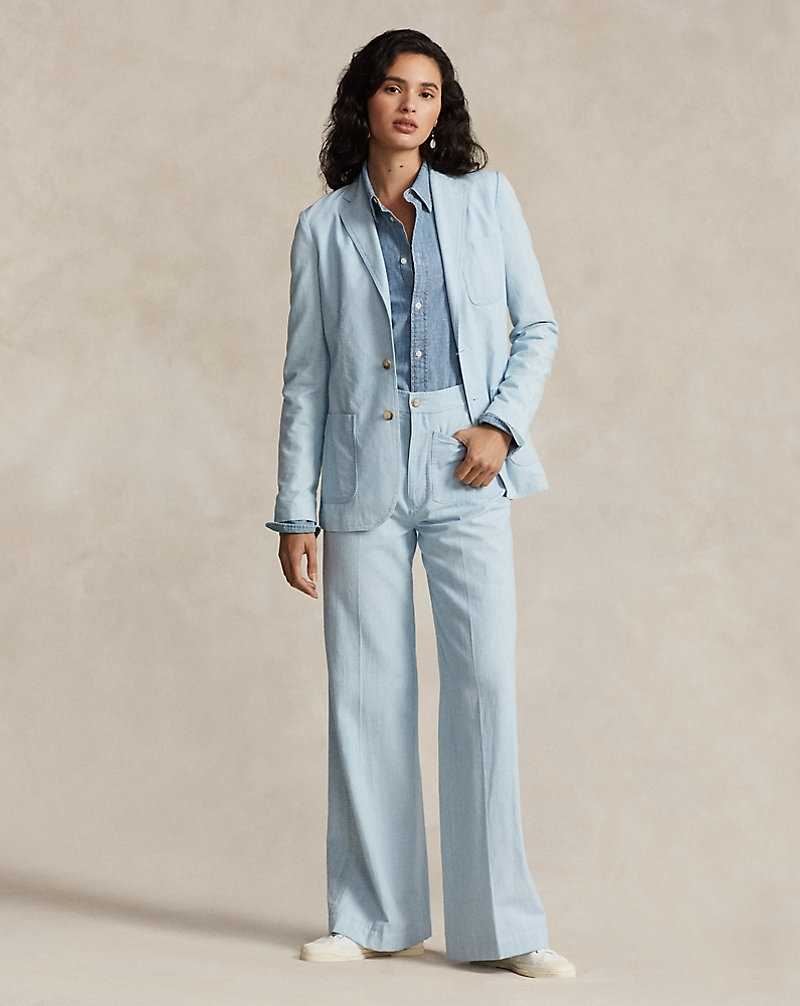 Blazers Ralph Lauren Cotton Chambray Mujer Chambray | JTEKSMV-73 - vista 3